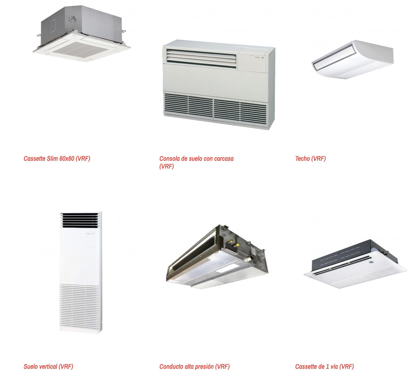 sistemas vrf unidades interiores